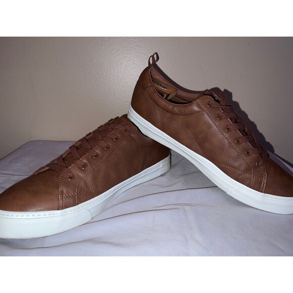 Banana Republic Cognac Faux Leather Sneakers Brown Mens Size 12 Shoe Laces main image 7
